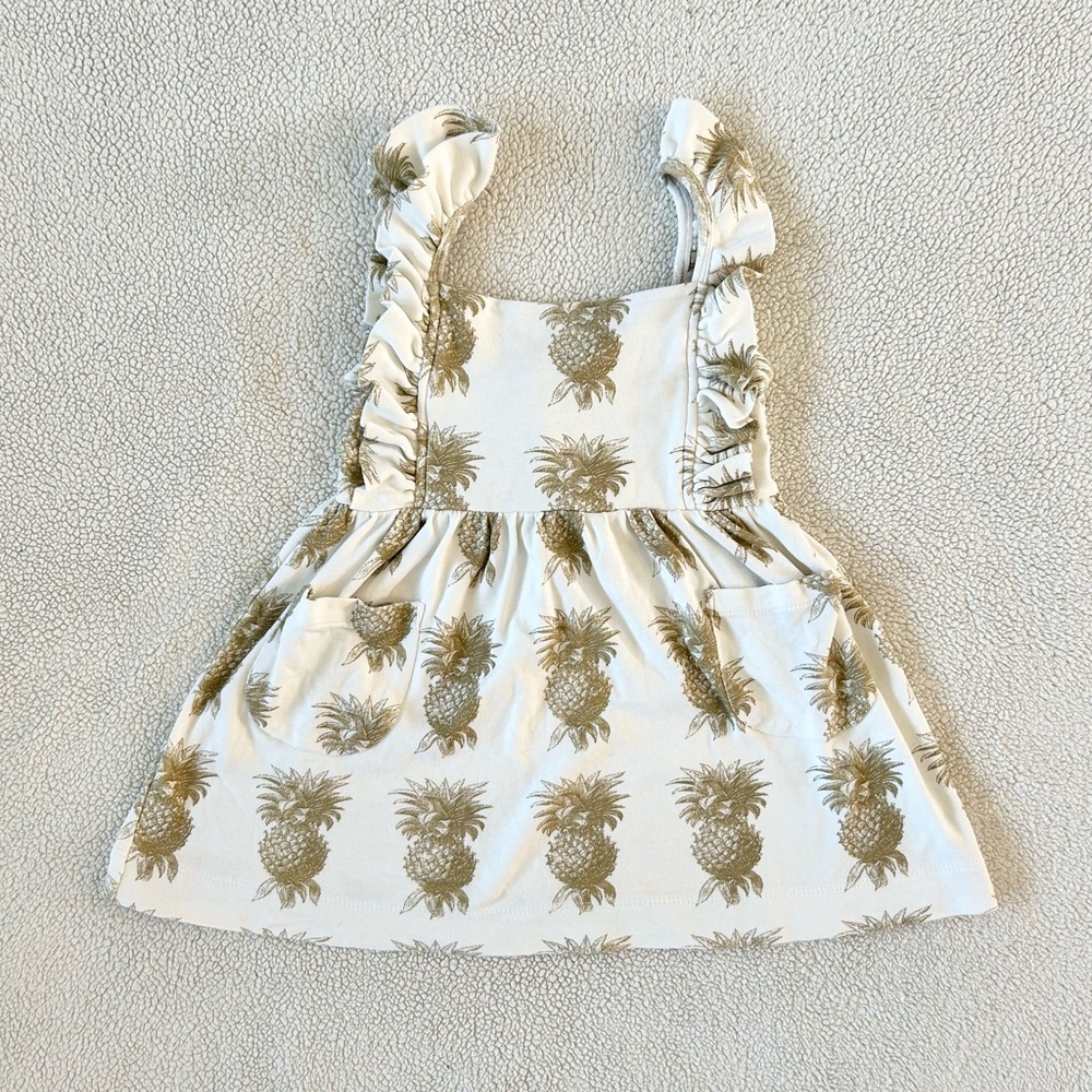 Kate Quinn Sleeveless Pinafore Ruffle Dress, Size 3T, Vintage Pineapple